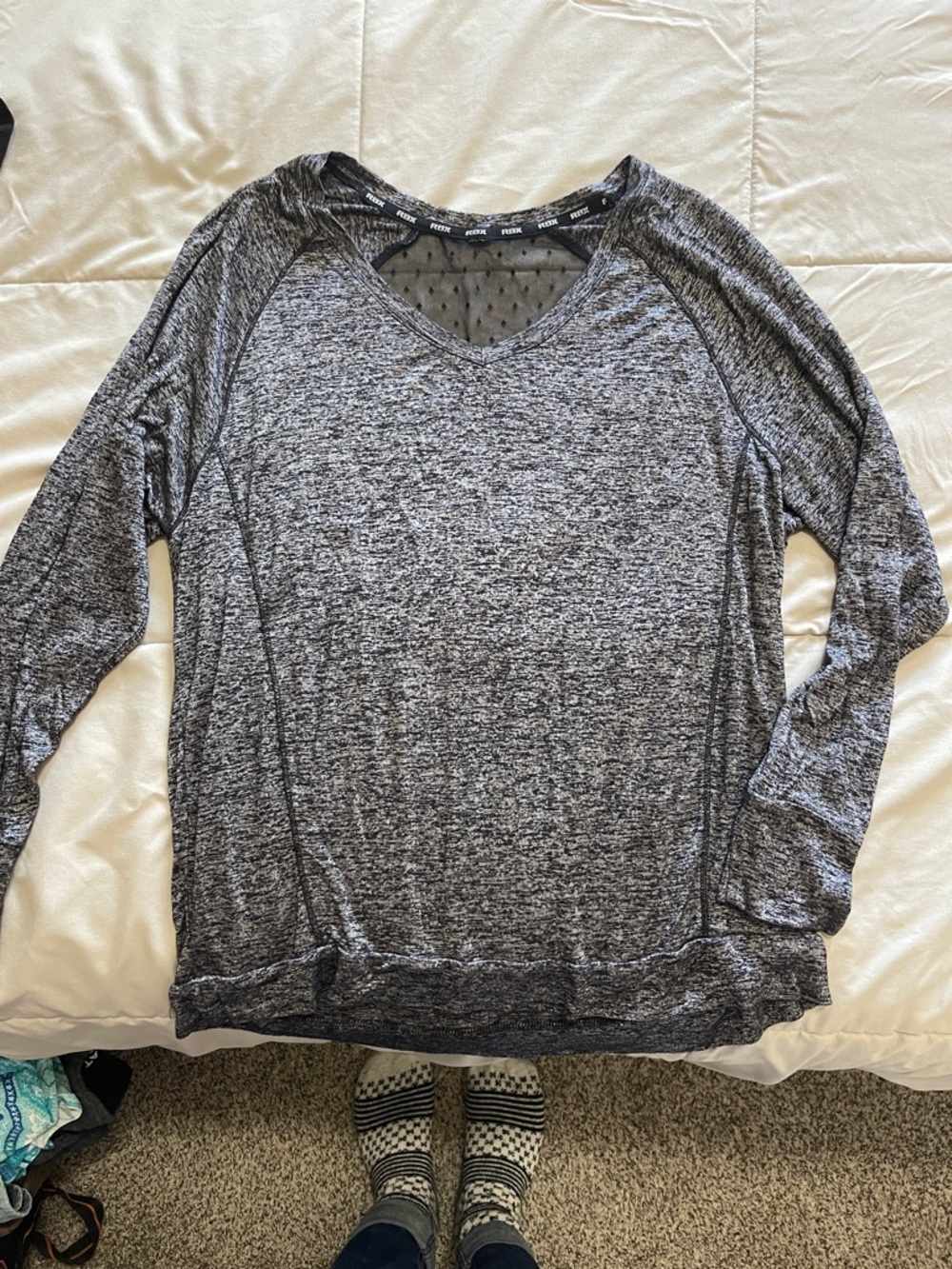RBX Gray Heather Long Sleeve V-Neck Pullover